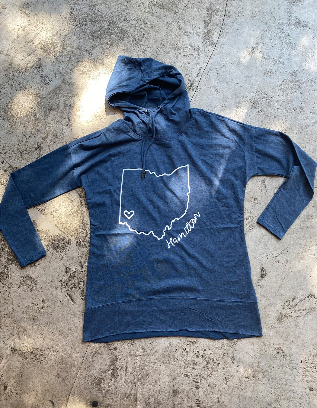 Ohio Outline Heart Women's Hooded Long Sleeve