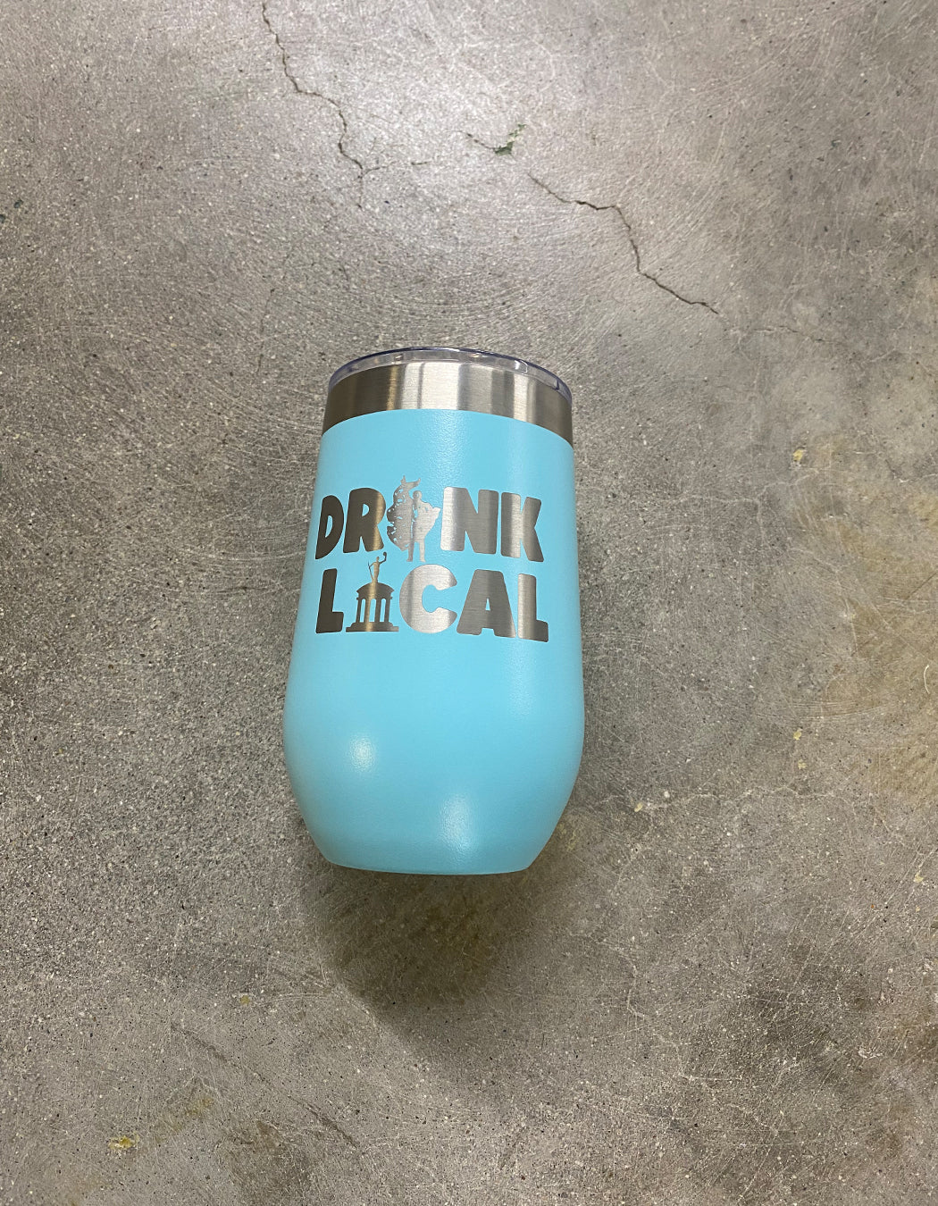 Drink Local Teal 16 Oz. Stemless Tumbler with Clear Lid & Straw