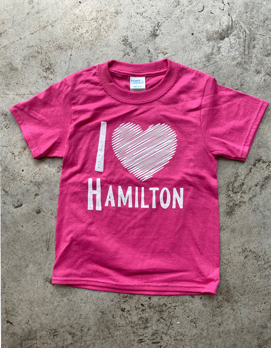 I Heart Hamilton Pink Youth Shirt
